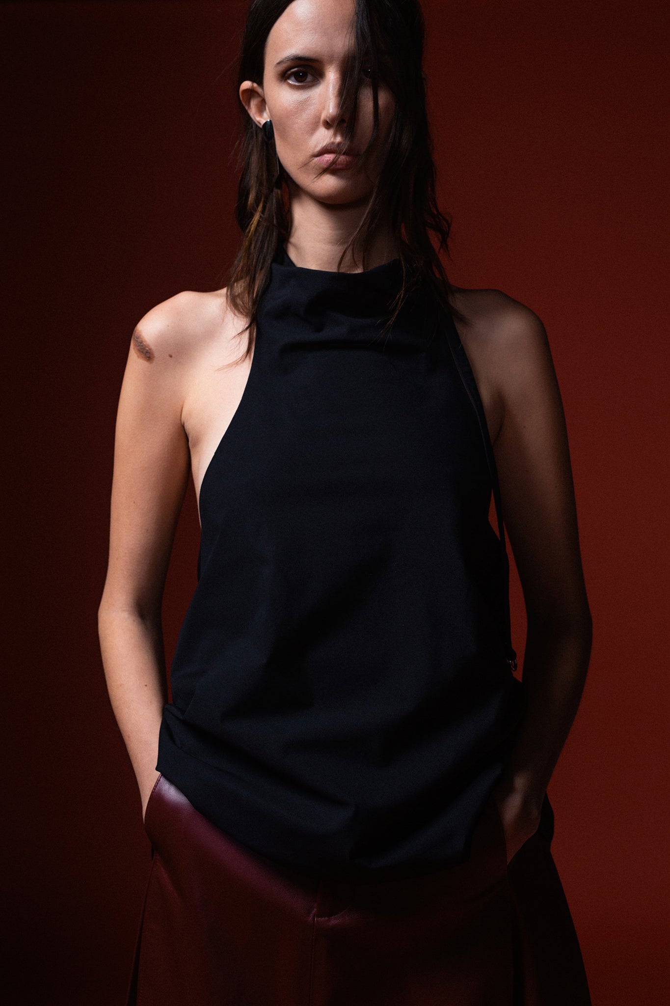 Halter Top with Belted Neck Strap
