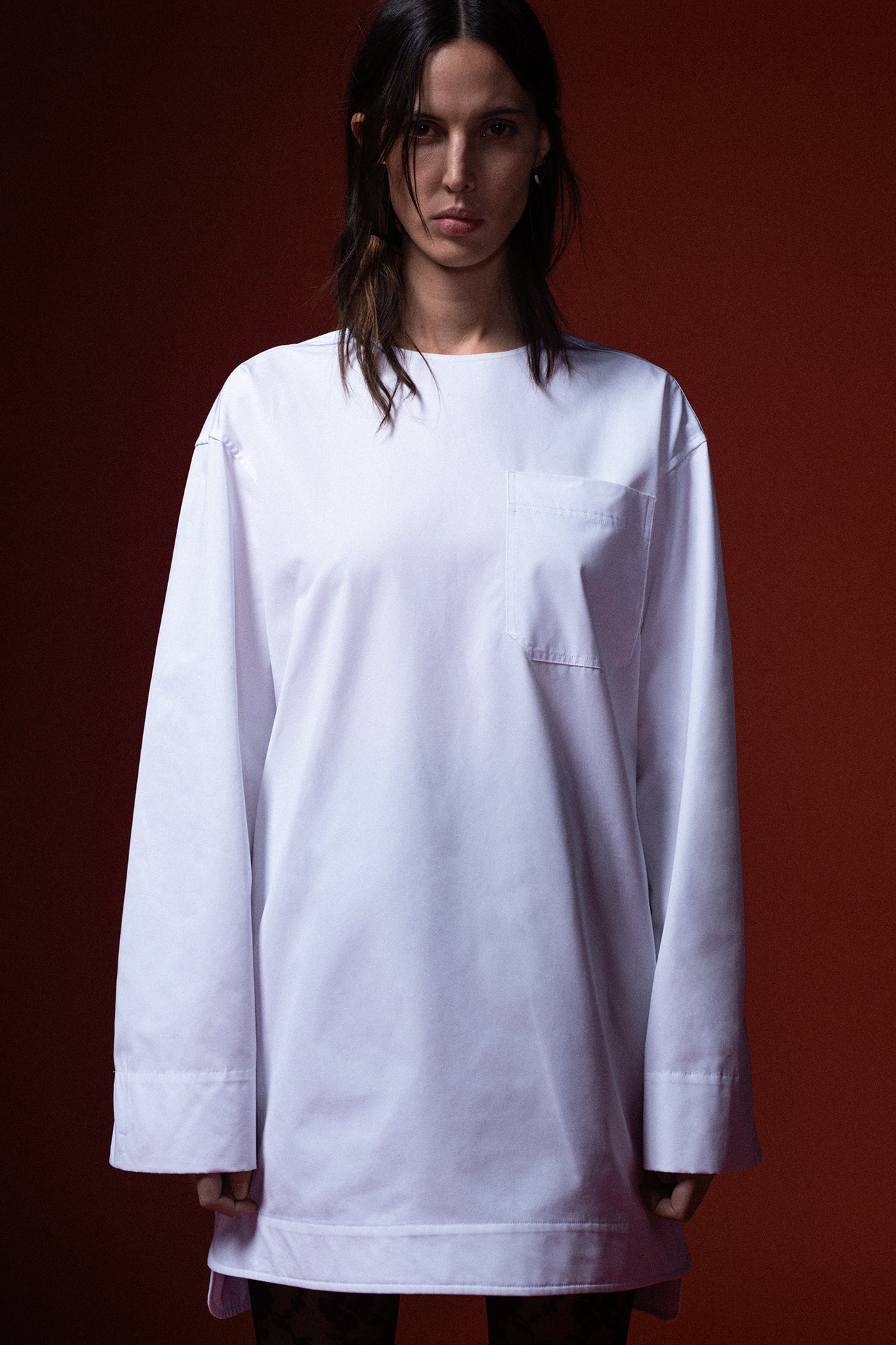 Long Sleeve Oversized Tunic - White