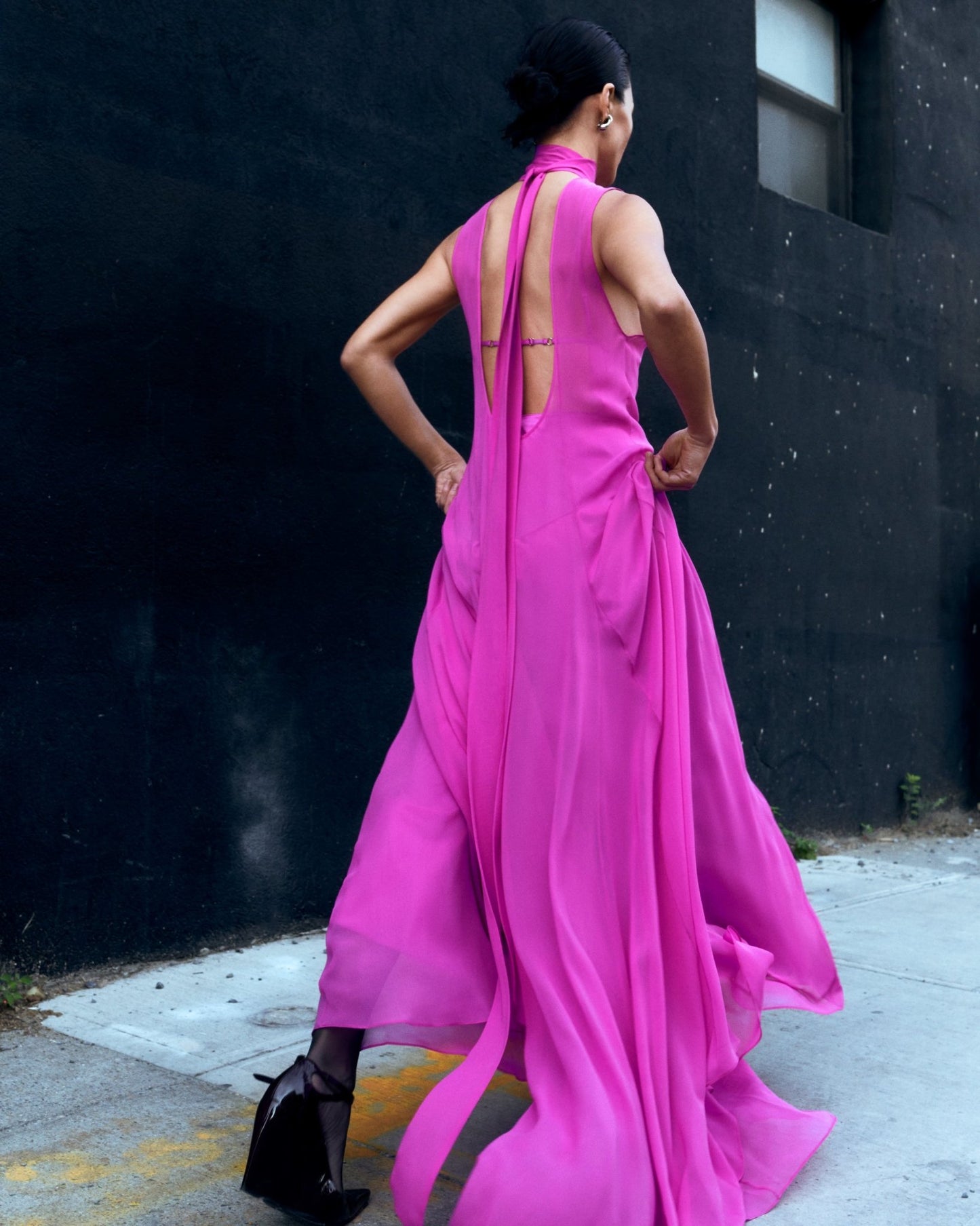 Tie-Neck "Float Dress" - Fuchsia