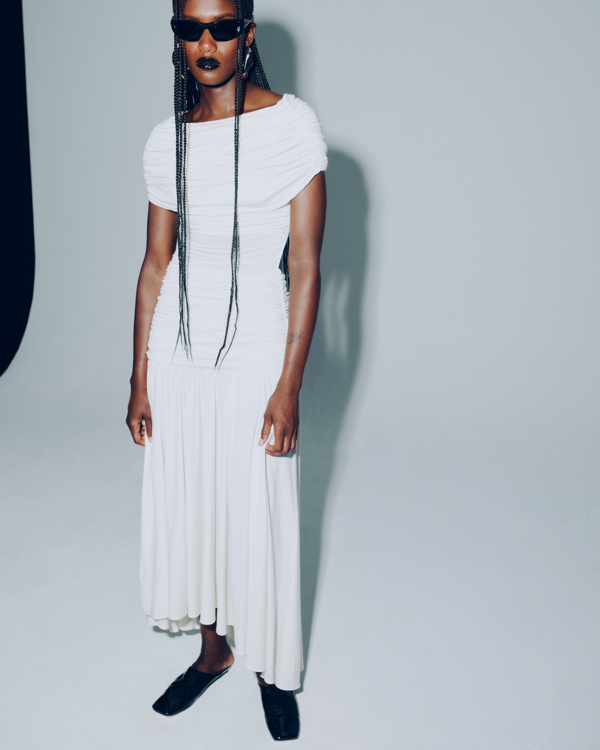 MICHELLE RHEE Ali Draped Jersey Dress Ivory MICHELLE RHEE Ali Draped Jersey Dress Ivory