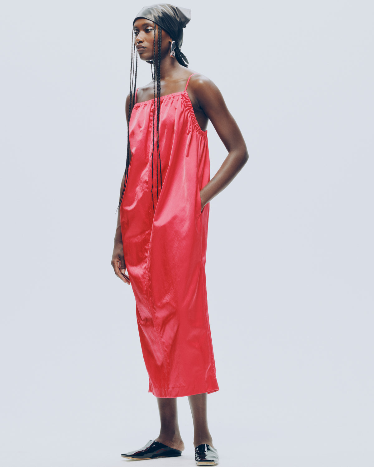 MICHELLE RHEE Kara Ruched Cami Dress Cherry