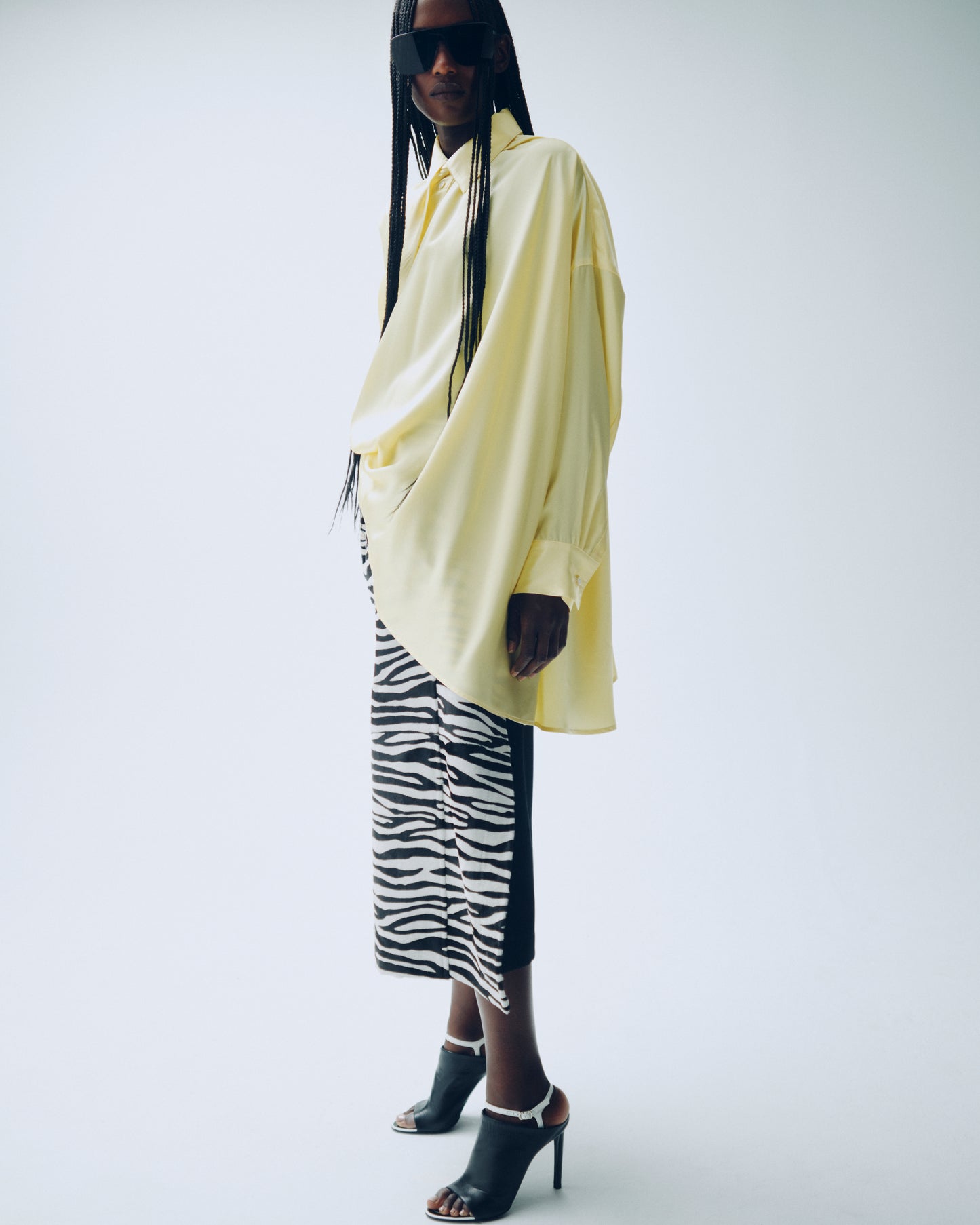 Lexi Asymmetric Draped Shirt Butter Yellow