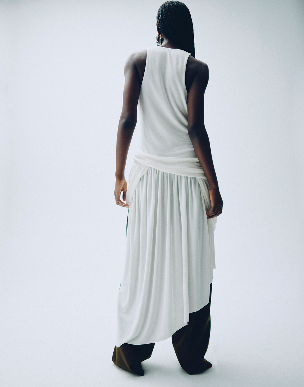 Sera Draped Jersey Dress Ivory