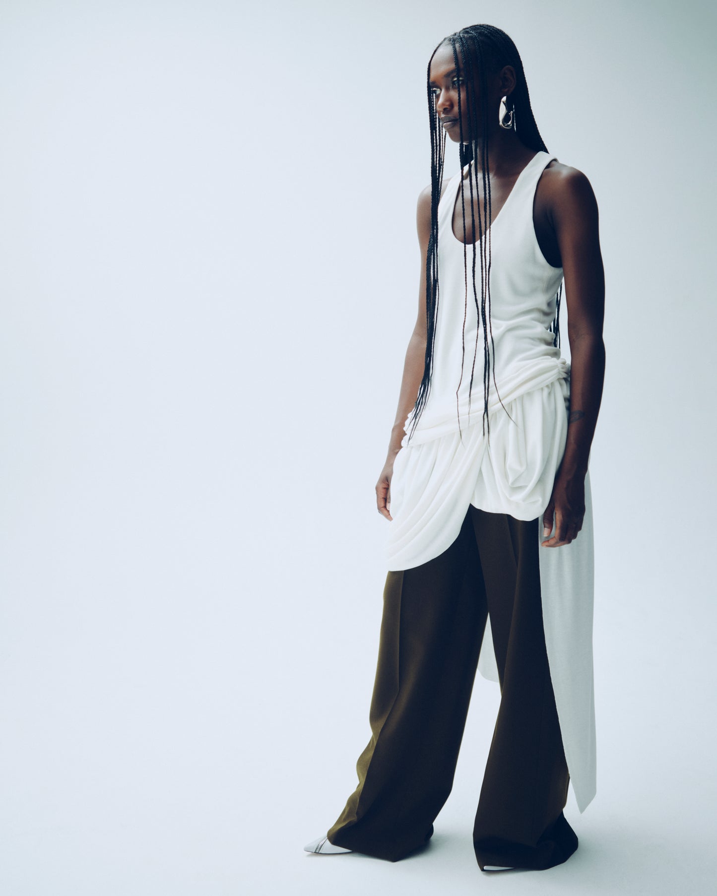 MICHELLE RHEE Sera Draped Jersey Dress Ivory MICHELLE RHEE Sera Draped Jersey Dress Ivory